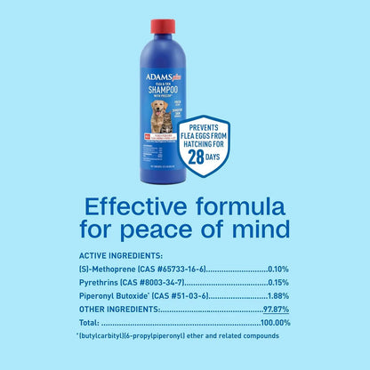 Adams Plus Flea & Tick Shampoo with Precor IGR – Kills Fleas, Ticks & Lice, 12 oz