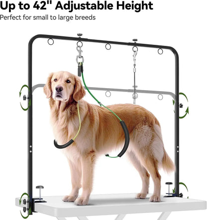 Adjustable Dog Grooming Arm 42" with Clamp, Hammock & Nooses for Tables