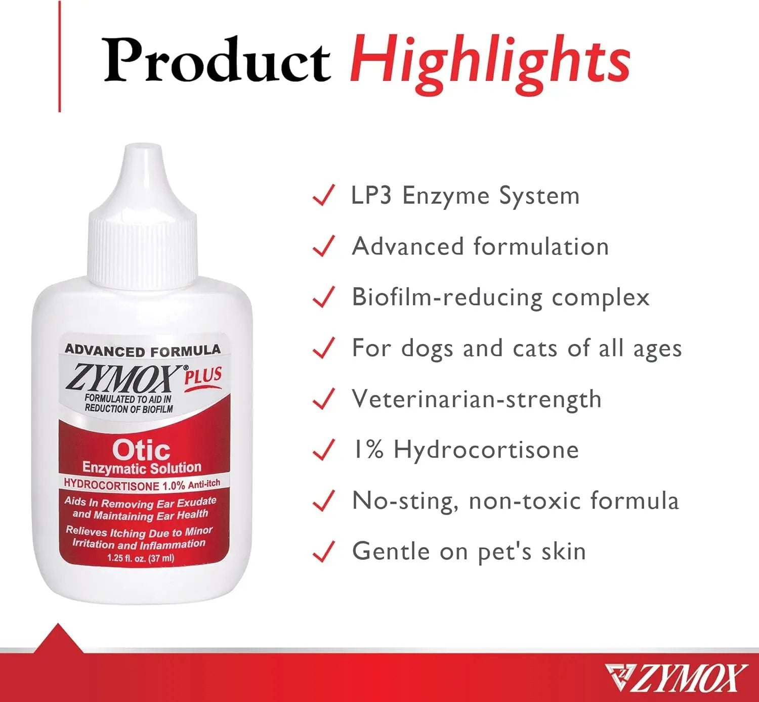 Advanced Plus Enzymatic Otic Ear Solution for Dogs & Cats with Hydrocortisone