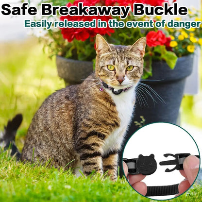 AirTag Cat Collar – Reflective Breakaway Kitten Collar w/ Holder & Bell