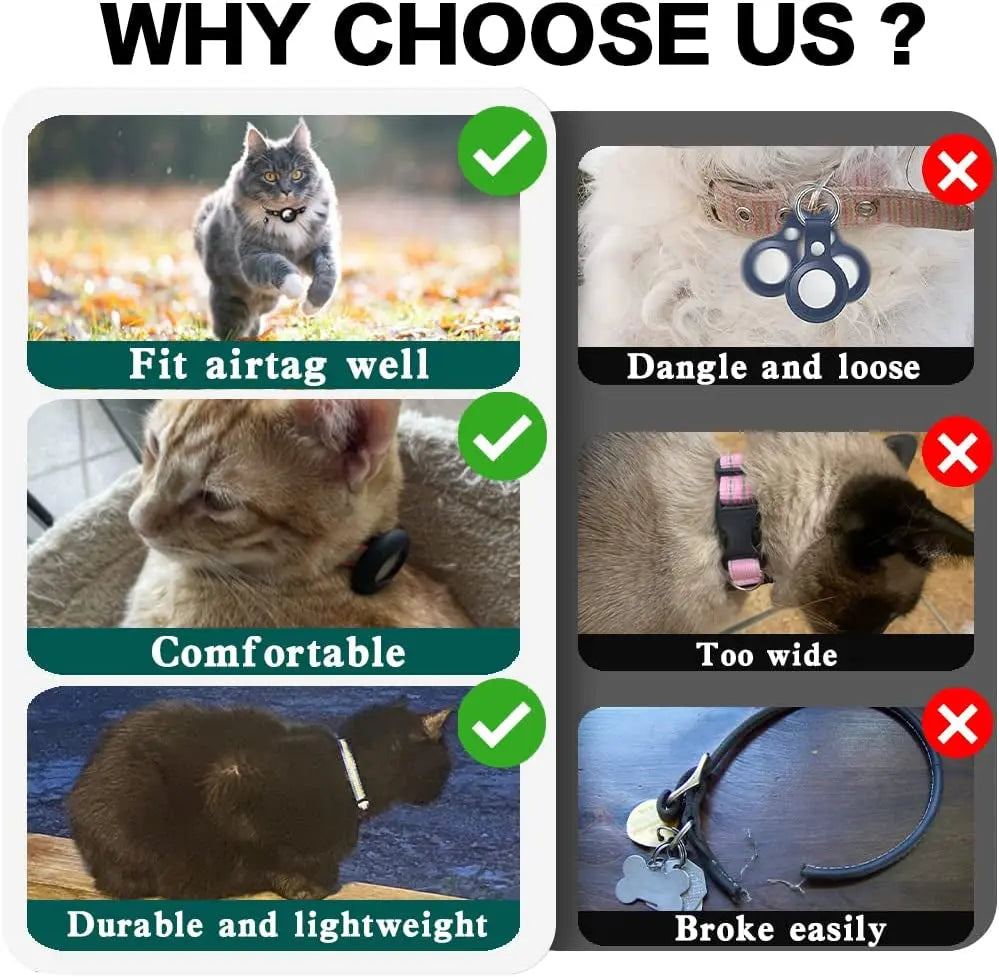 AirTag Cat Collar – Reflective Breakaway Kitten Collar w/ Holder & Bell