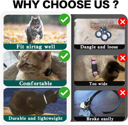 AirTag Cat Collar – Reflective Breakaway Kitten Collar w/ Holder & Bell