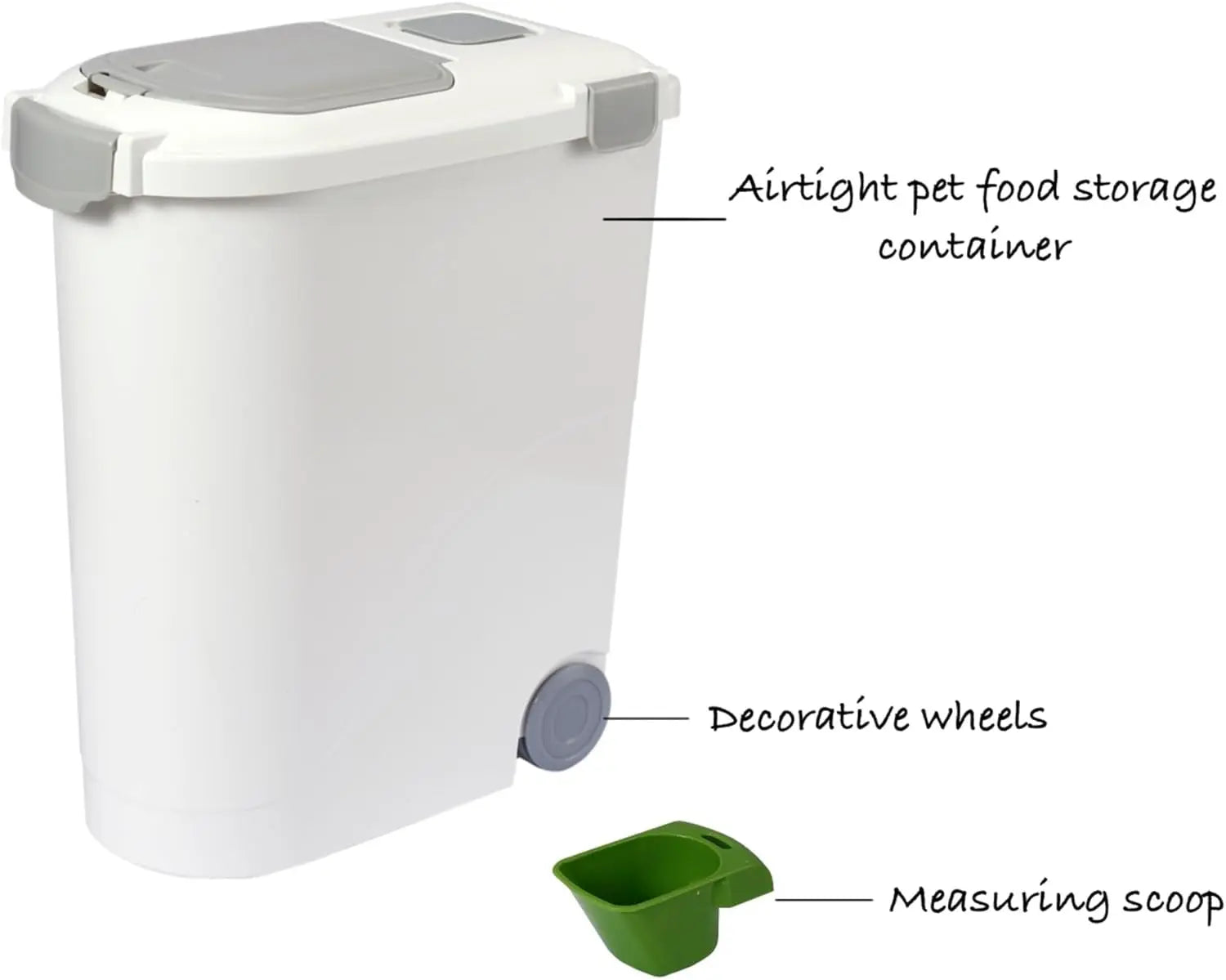 Airtight Pet Food Storage Container 20 Lbs (24 Qt) with Scoop – Dog & Cat