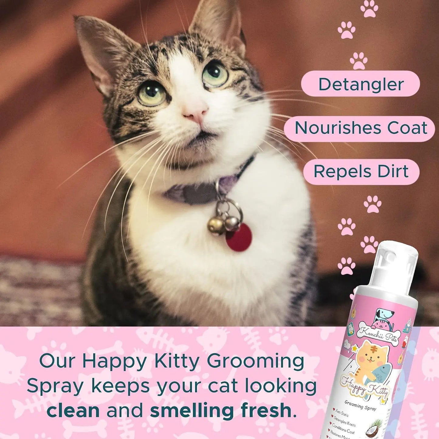 All-Natural Cat Detangler Spray, Moisturizing Coat Shine Conditioner for Kittens