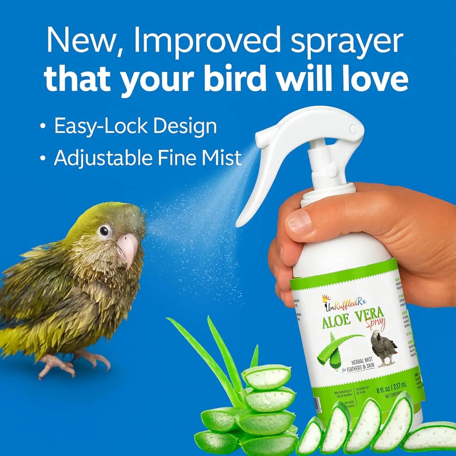 Aloe Vera Bird Spray for All Birds, Soothing Feather & Skin Mist, 8 oz