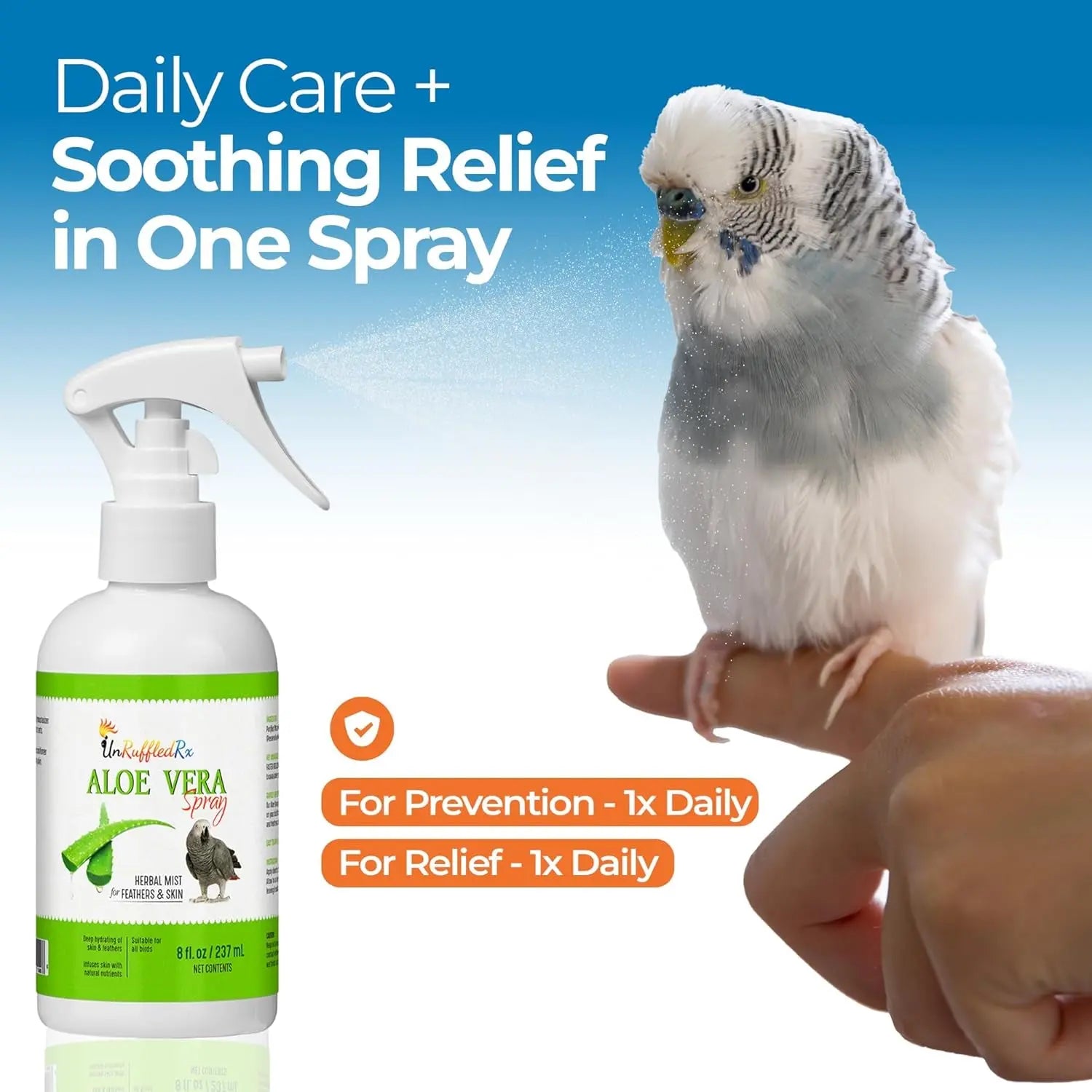 Aloe Vera Bird Spray for All Birds, Soothing Feather & Skin Mist, 8 oz