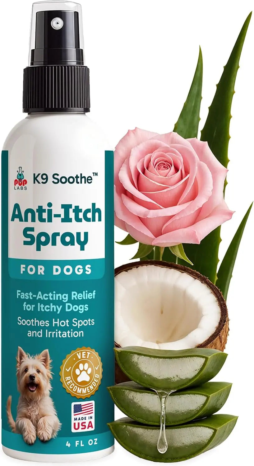 Anti-Itch Pet Skincare Spray for Dogs –Aloe, Rose & Coconut Hot Spot Relief 4 Fl Oz