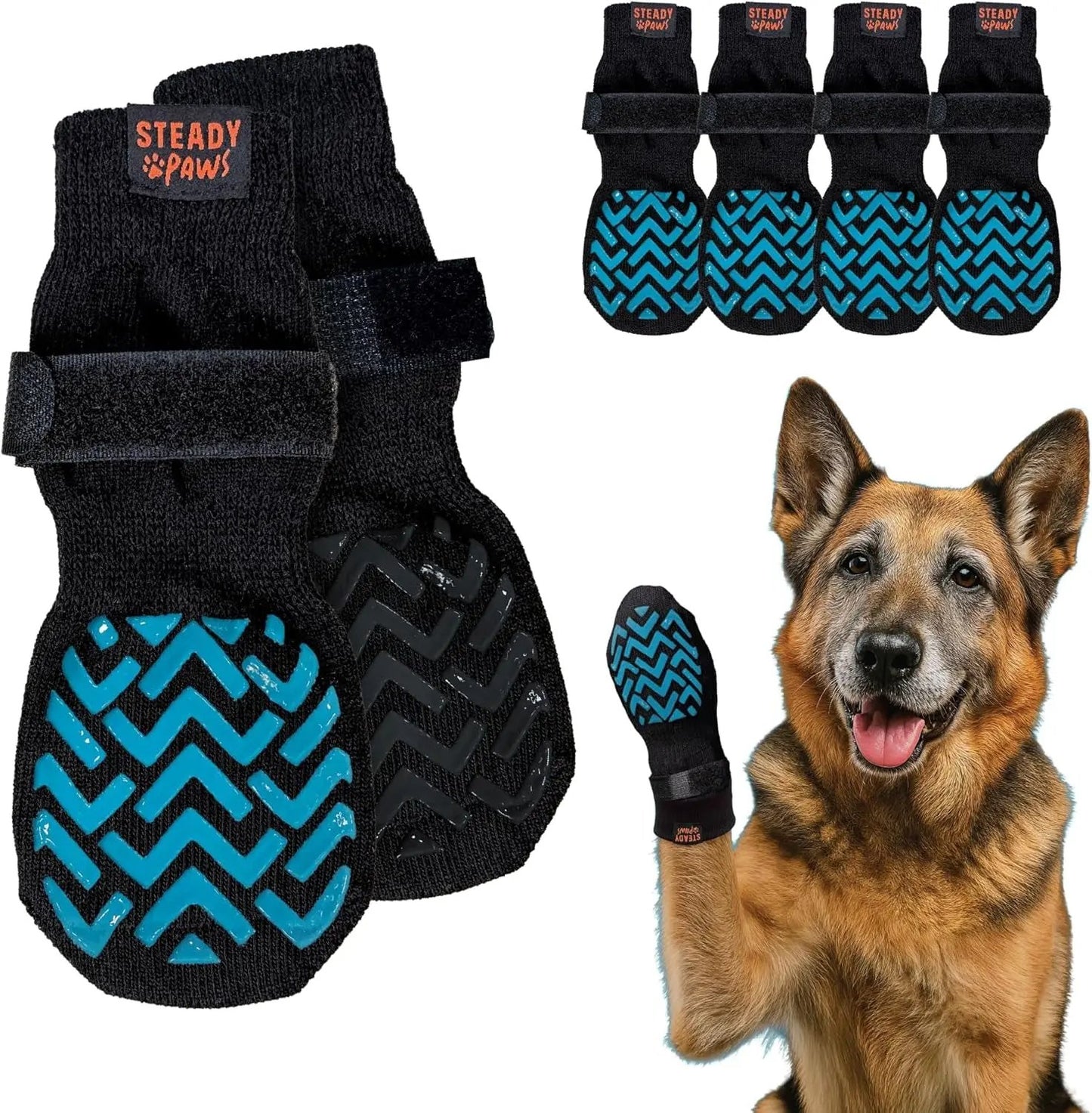 Anti-Slip Dog Socks with Straps, Breathable & Washable – 4 Pack (XS–XXL)