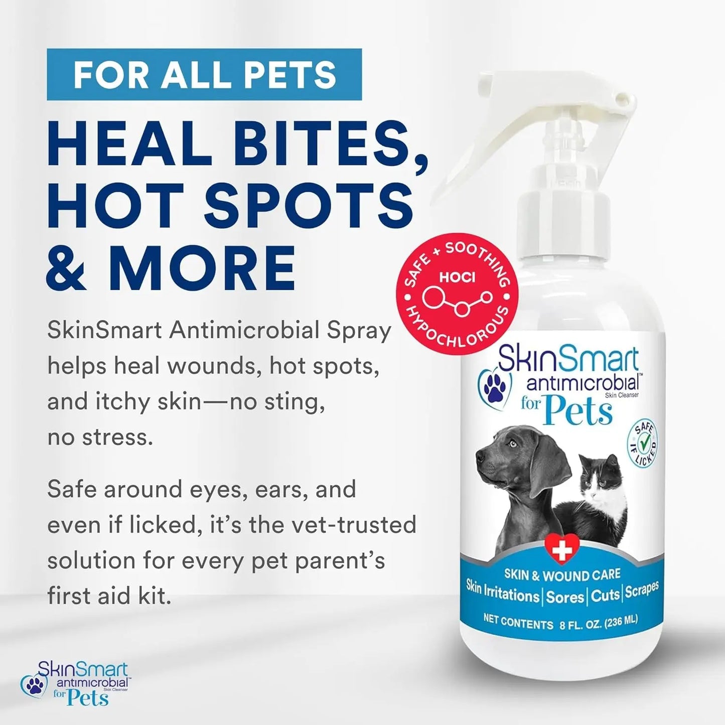 Antimicrobial Wound Spray for Dogs & Cats Hypochlorous Healing 8oz