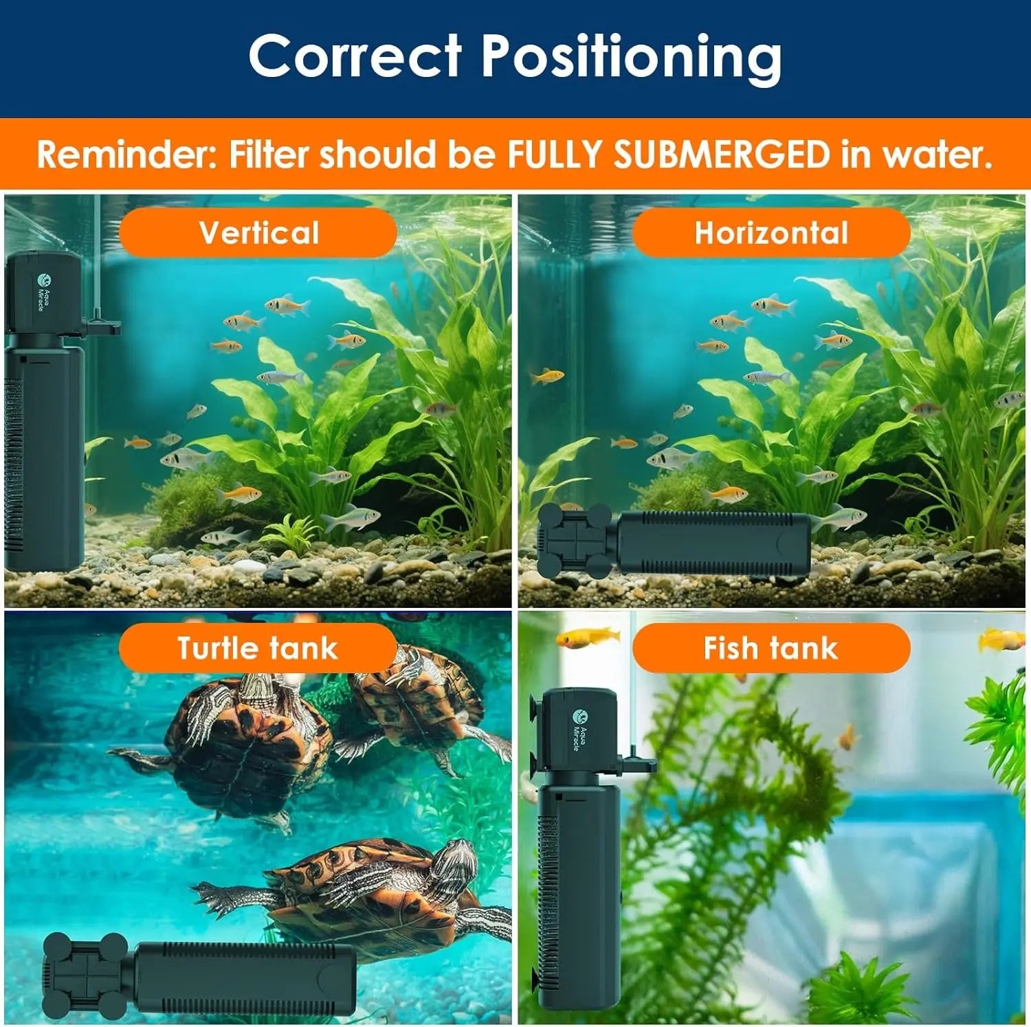 Aquarium Filter with UV Light Timer 400GPH Fish Tank Filter 10–200 Gal