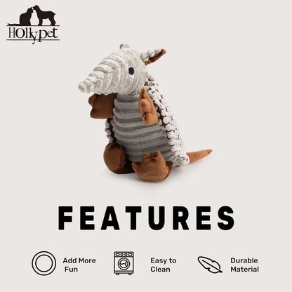 Armadillo Squeaky Plush Dog Toy, Soft Chew Toy for Small & Medium Dogs