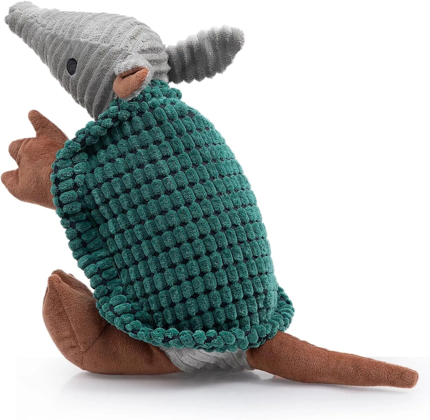 Armadillo Squeaky Plush Dog Toy, Soft Chew Toy for Small & Medium Dogs Deep Green 14 In