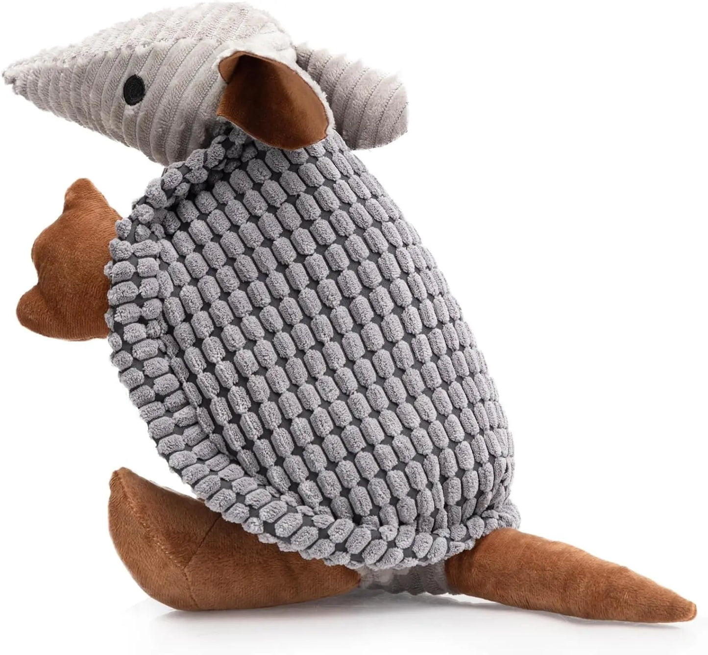 Armadillo Squeaky Plush Dog Toy, Soft Chew Toy for Small & Medium Dogs Dark Gray