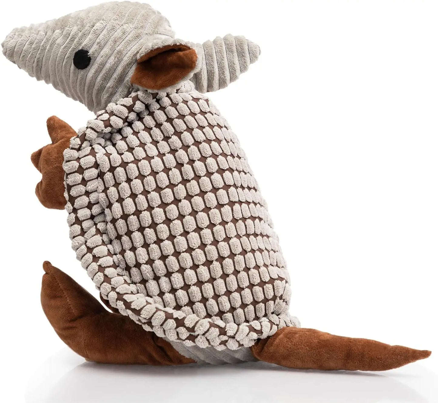 Armadillo Squeaky Plush Dog Toy, Soft Chew Toy for Small & Medium Dogs Gray