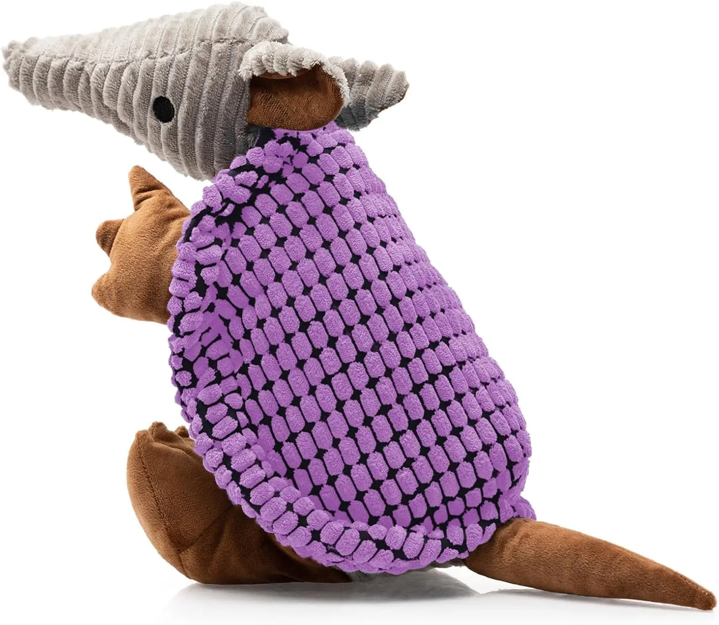 Armadillo Squeaky Plush Dog Toy, Soft Chew Toy for Small & Medium Dogs Purple 10 In