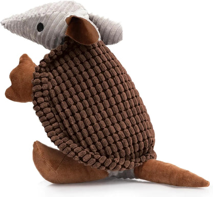 Armadillo Squeaky Plush Dog Toy, Soft Chew Toy for Small & Medium Dogs Brown 14 In