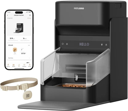 Automatic Cat Feeder with Collar Sensor & App Control for Multi-Cat Homes Black 3L