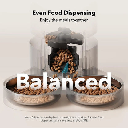 Automatic Cat Feeder with Timer, 6 Meals/Day, Freshness Lock & Low Food Sensor. Smart Dry Food Dispenser for Cats & Dogs