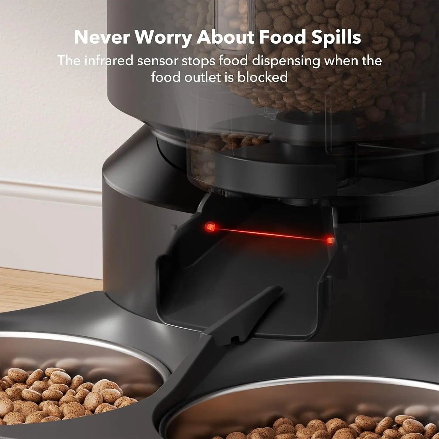 Automatic Cat Feeder with Timer, 6 Meals/Day, Freshness Lock & Low Food Sensor. Smart Dry Food Dispenser for Cats & Dogs