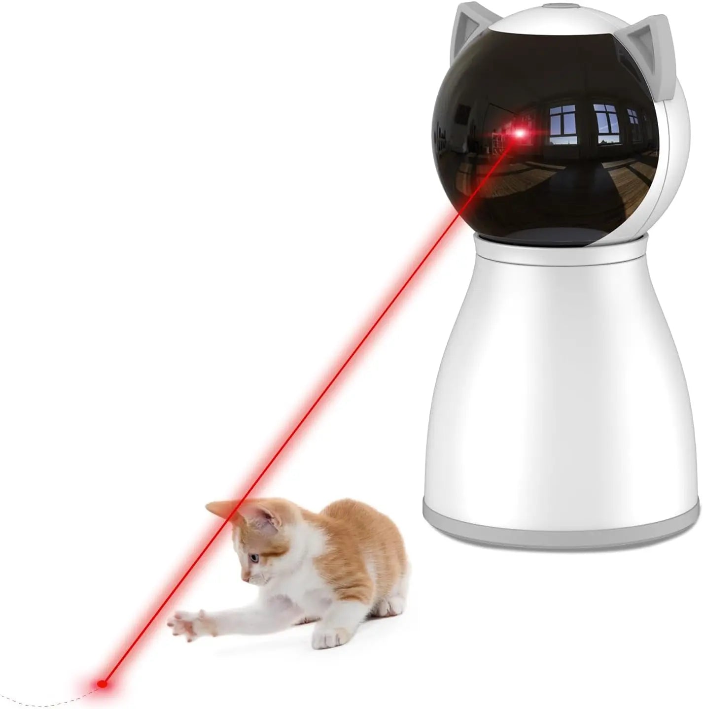 Automatic Cat Laser Toy – Motion-Activated, Rechargeable Interactive Indoor Pet Toy White