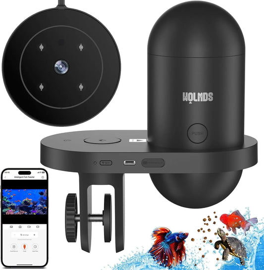 Automatic Fish Feeder WiFi (2.5 & 5G) 2.5K Camera App Control 230ML Tank Dark Grey