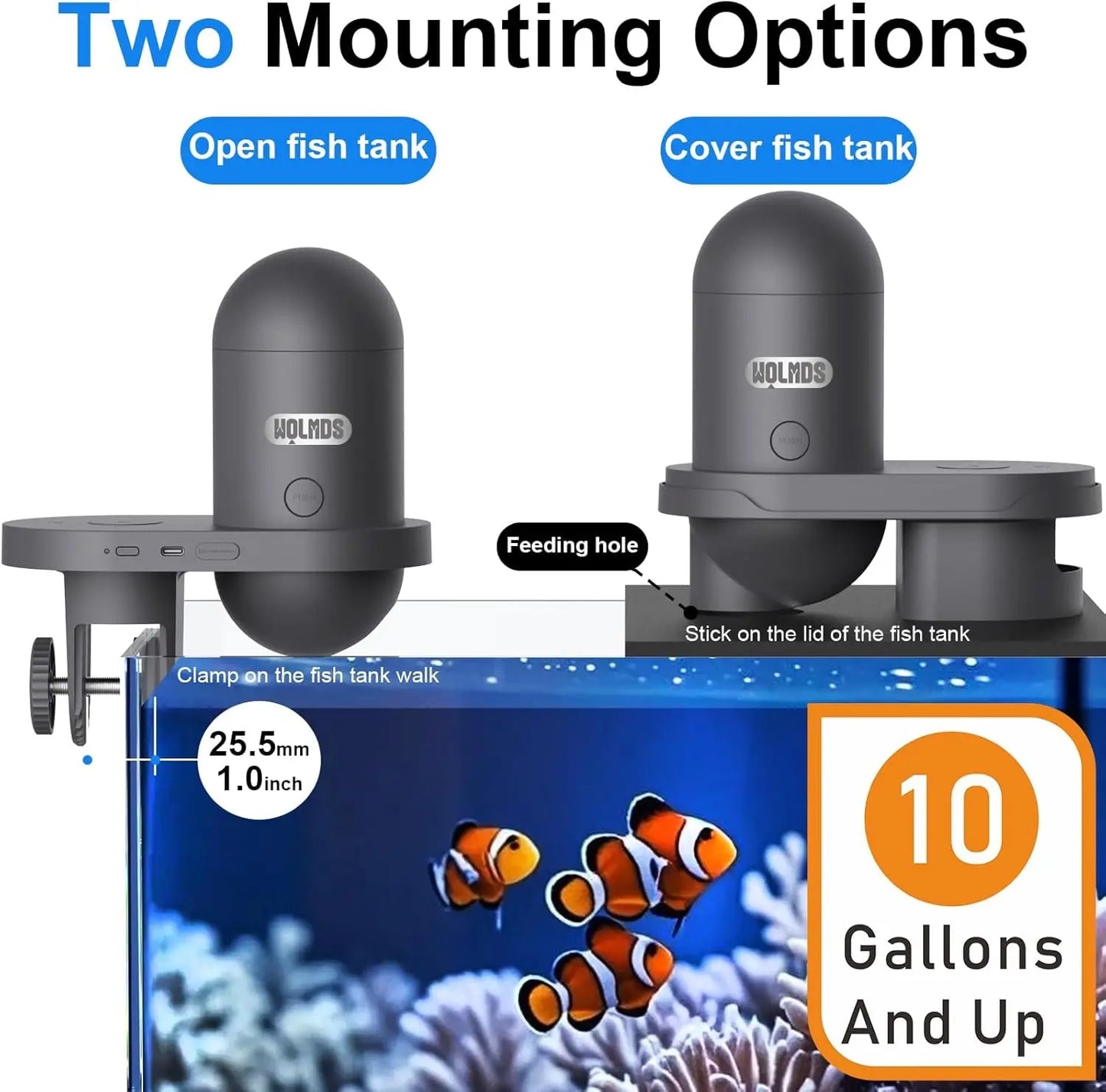 Automatic Fish Feeder WiFi (2.5 & 5G) 2.5K Camera App Control 230ML Tank