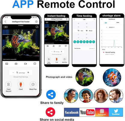 Automatic Fish Feeder WiFi (2.5 & 5G) 2.5K Camera App Control 230ML Tank