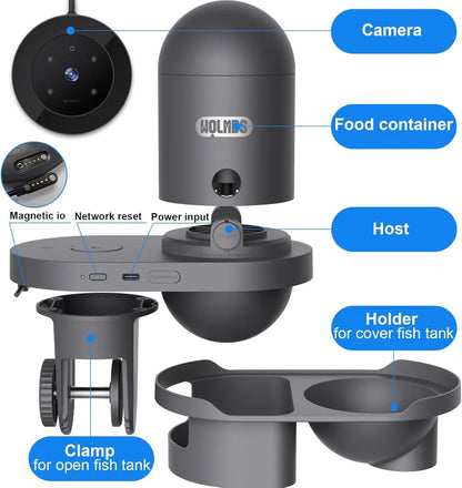 Automatic Fish Feeder WiFi (2.5 & 5G) 2.5K Camera App Control 230ML Tank