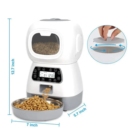 Automatic Pet Feeder 3.5L Smart Food Dispenser for Cats & Dogs, Portion Control, Scheduled Meals, Easy Clean