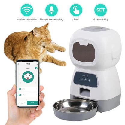 Automatic Pet Feeder 3.5L Smart Food Dispenser for Cats & Dogs, Portion Control, Scheduled Meals, Easy Clean Wifi Control