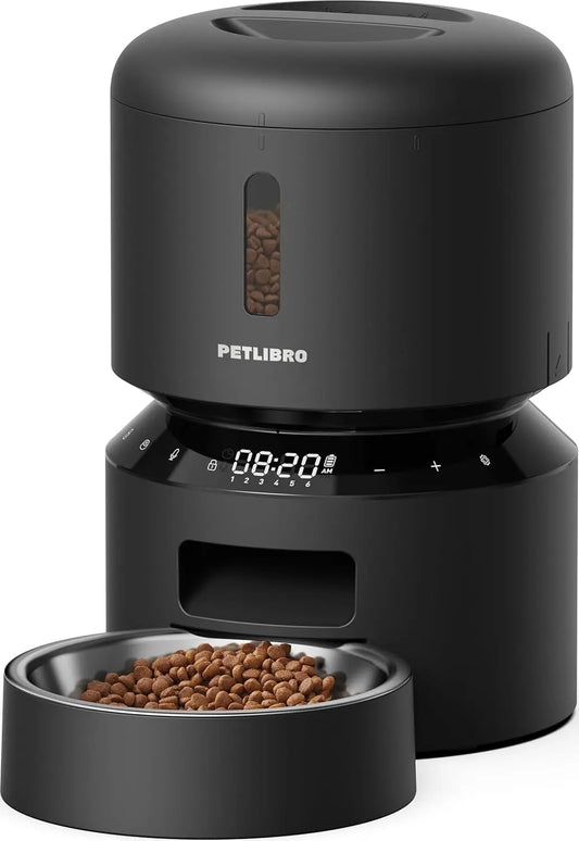 Automatic Pet Feeder 3L/5L with Camera, Timed Portions, Voice Call, Dual Power Black 3 L