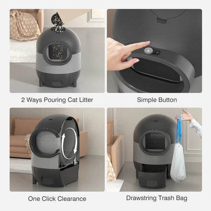 Automatic Self-Cleaning Cat Litter Box WiFi APP Control XL for Multiple Cats (black)