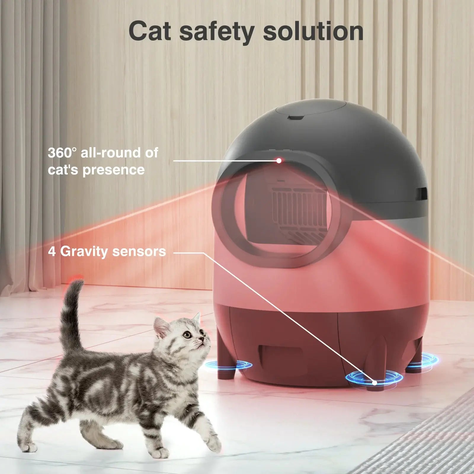 Automatic Self-Cleaning Cat Litter Box WiFi APP Control XL for Multiple Cats (black)