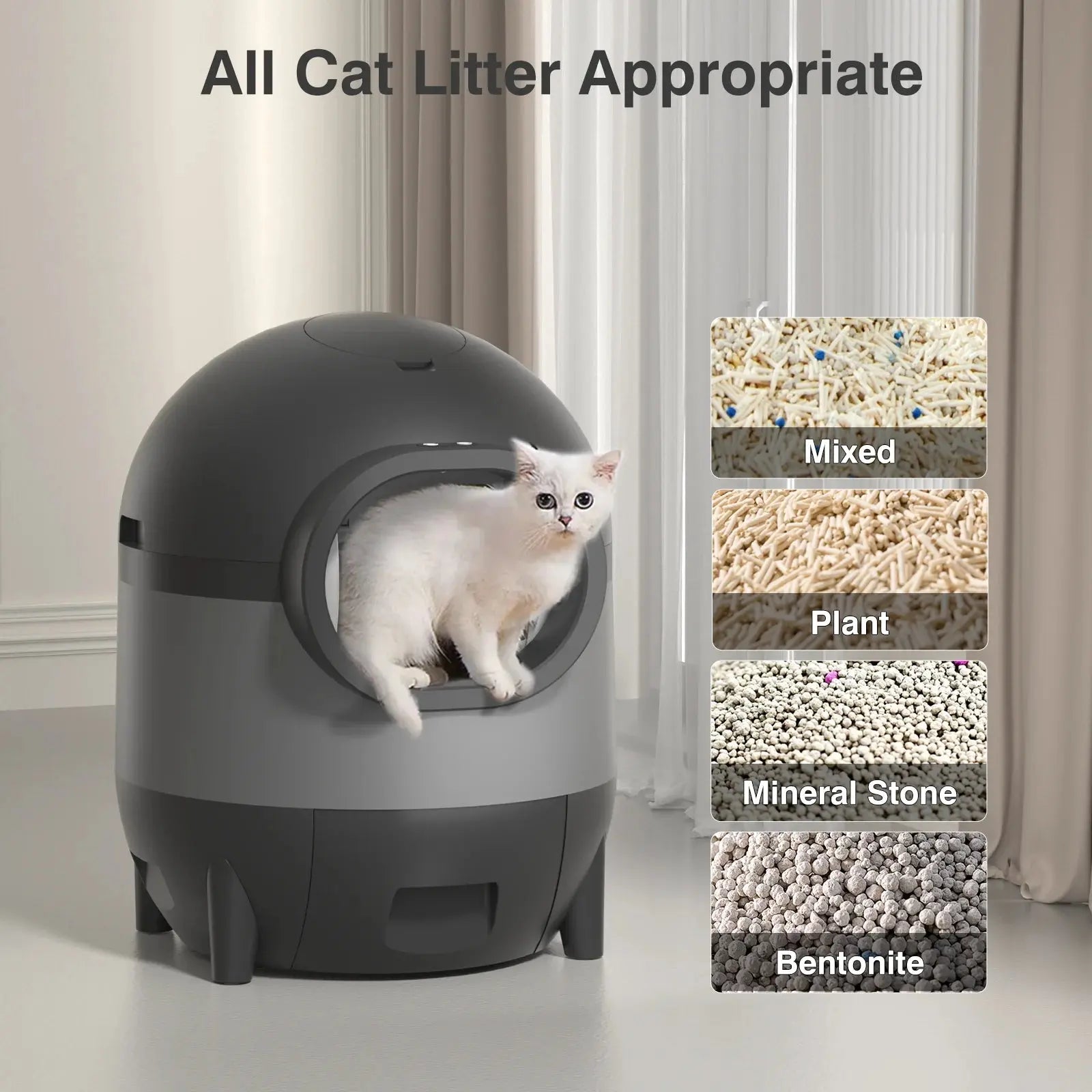 Automatic Self-Cleaning Cat Litter Box WiFi APP Control XL for Multiple Cats (black)
