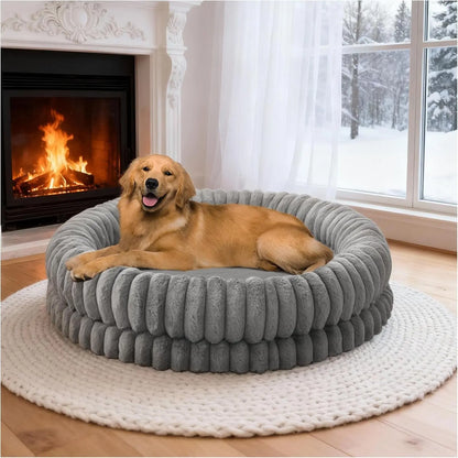 BALANCE Luxury Donut Dog Bed | Orthopedic Calming Round Bed (Washable) Gray 43.0"L X 43.0"W X 9"Th