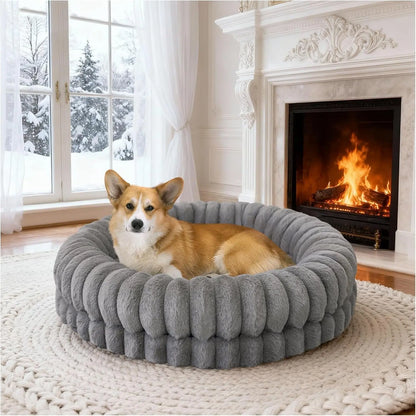 BALANCE Luxury Donut Dog Bed | Orthopedic Calming Round Bed (Washable) Gray 30.0"L X 30.0"W X 7.0"Th