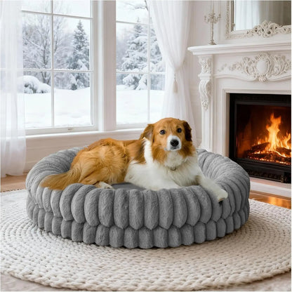 BALANCE Luxury Donut Dog Bed | Orthopedic Calming Round Bed (Washable) Gray 36.0"L X 36.0"W X 7.5"Th