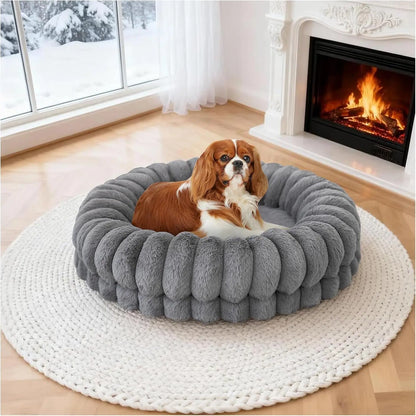 BALANCE Luxury Donut Dog Bed | Orthopedic Calming Round Bed (Washable) Gray 23.0"L X 23.0"W X 6.5"Th