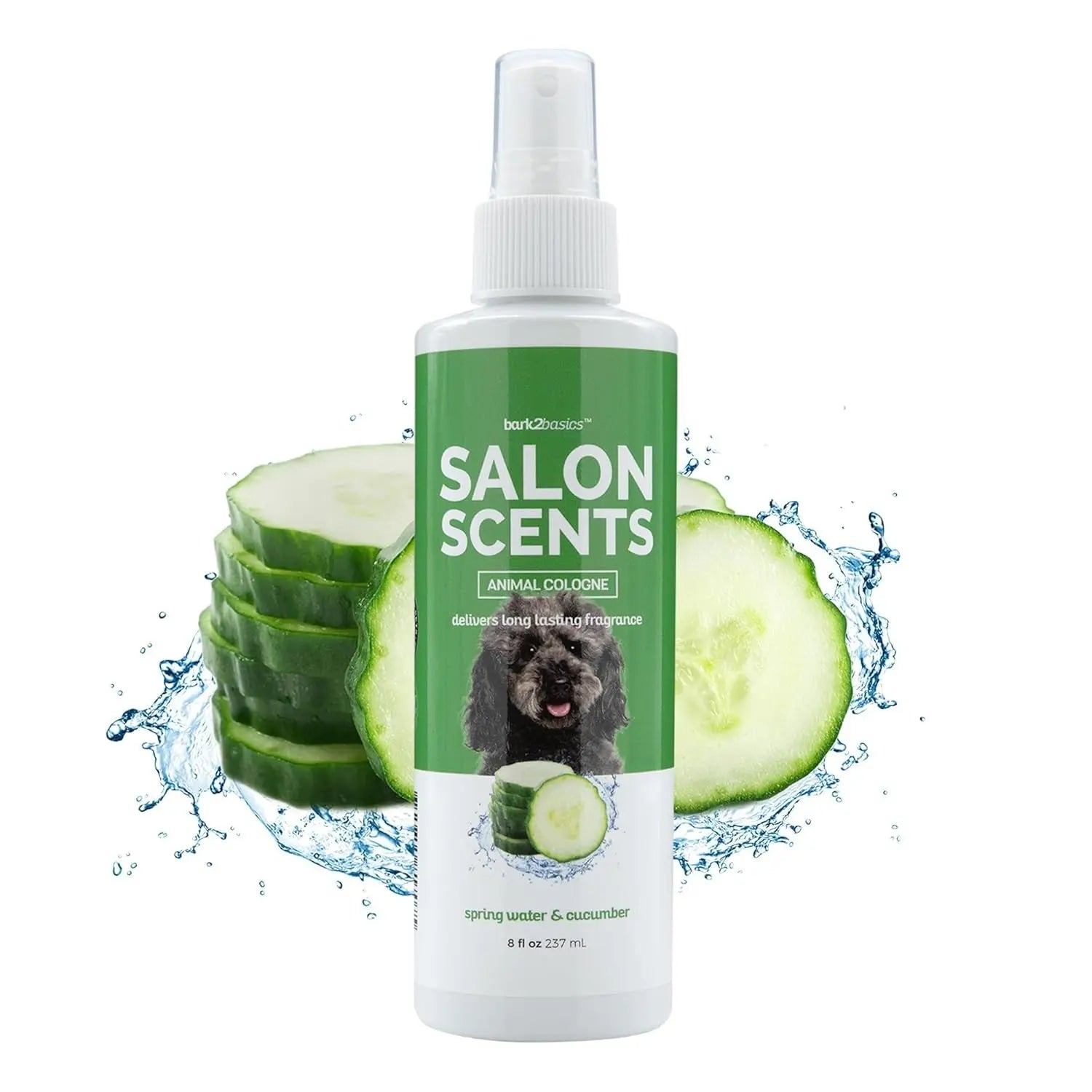 Bark2Basics Long Lasting Scents Professional Pet Cologne for Dogs & Cats, 8oz Spring Water Cucumber