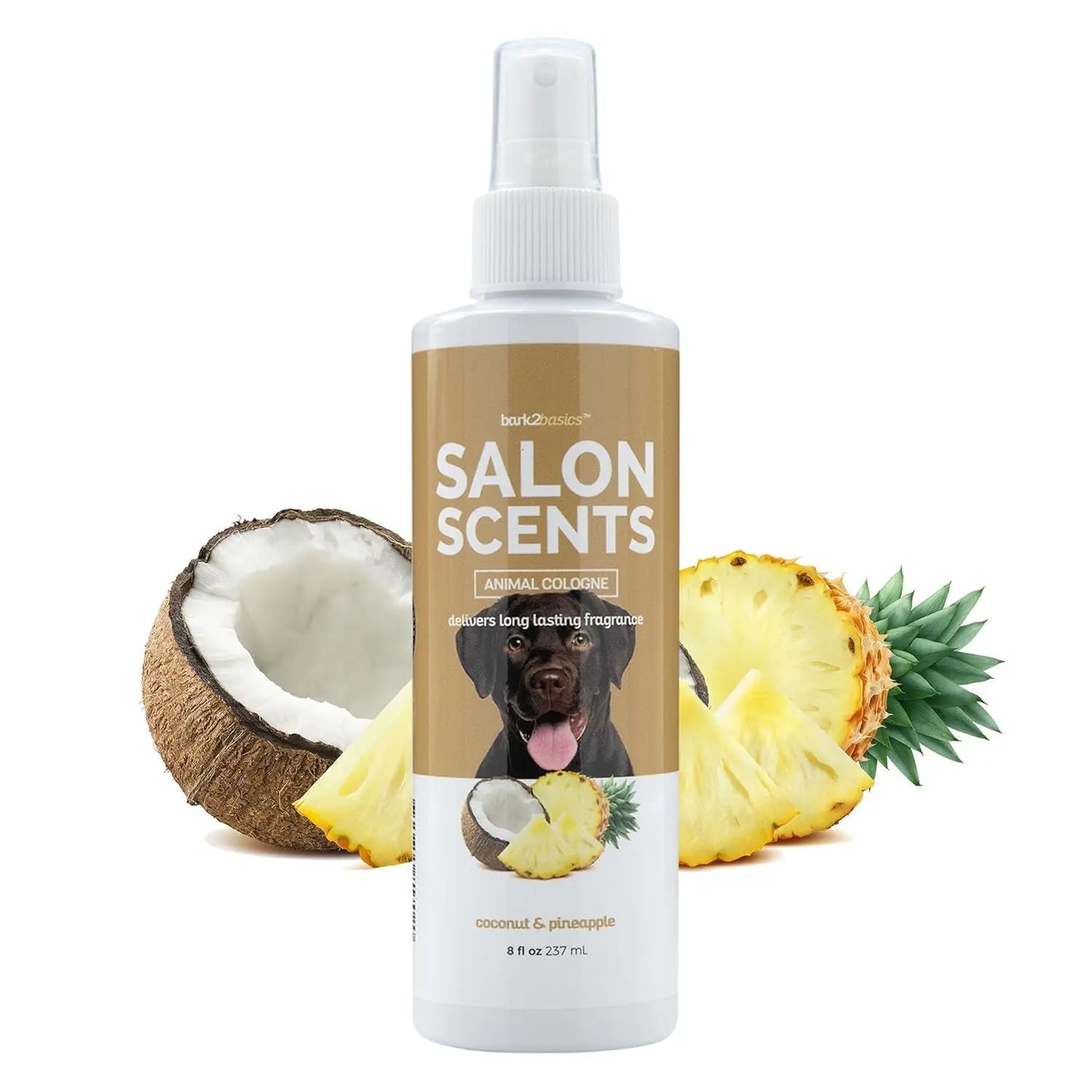 Bark2Basics Long Lasting Scents Professional Pet Cologne for Dogs & Cats, 8oz Coconut And Pineapple