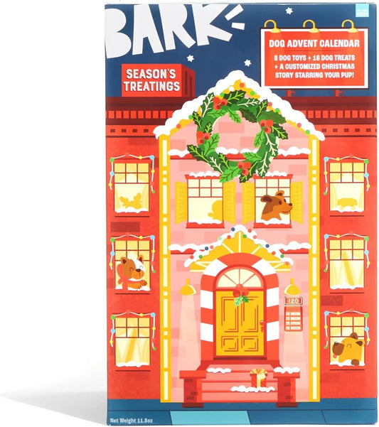 BarkBox Dog Advent Calendar – 8 Plush Toys & 16 Treats Holiday Gift Box Advent Calendar