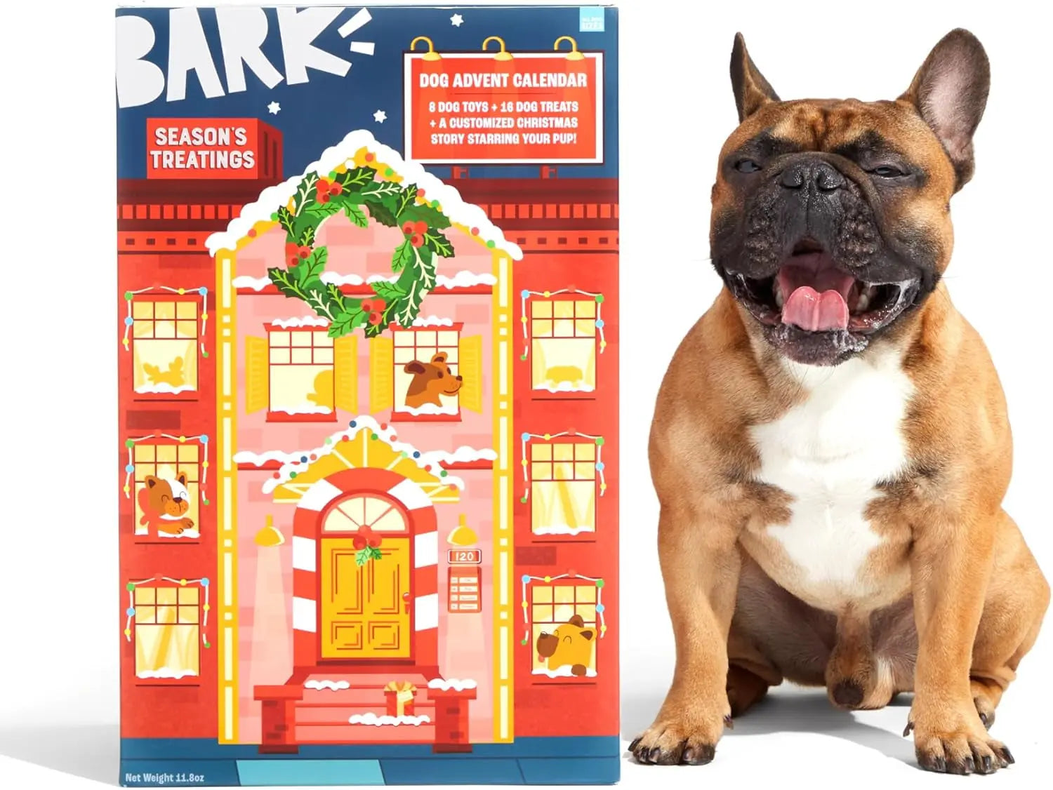 BarkBox Dog Advent Calendar – 8 Plush Toys & 16 Treats Holiday Gift Box