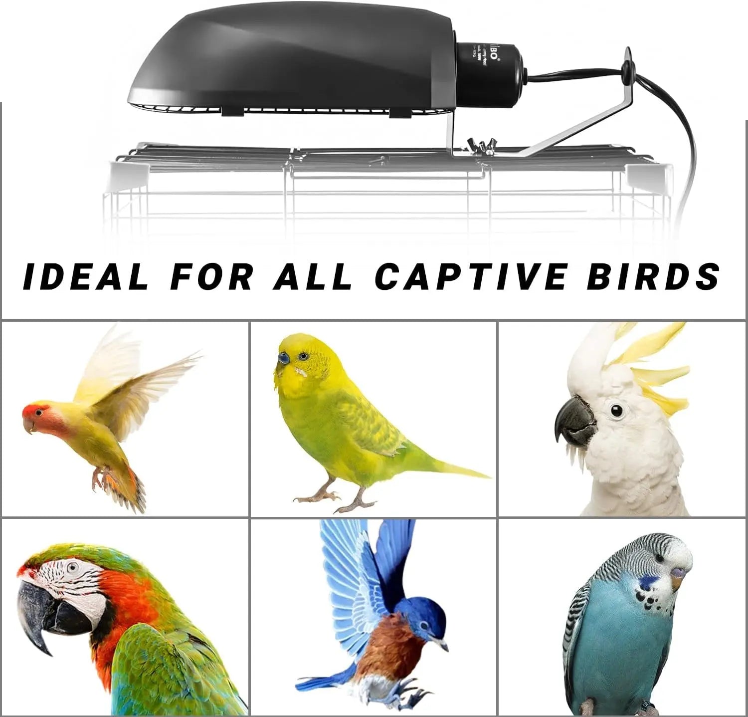 Bird Cage UVB Light Fixture Kit 20W UVA UVB Lamp for Aviary Health