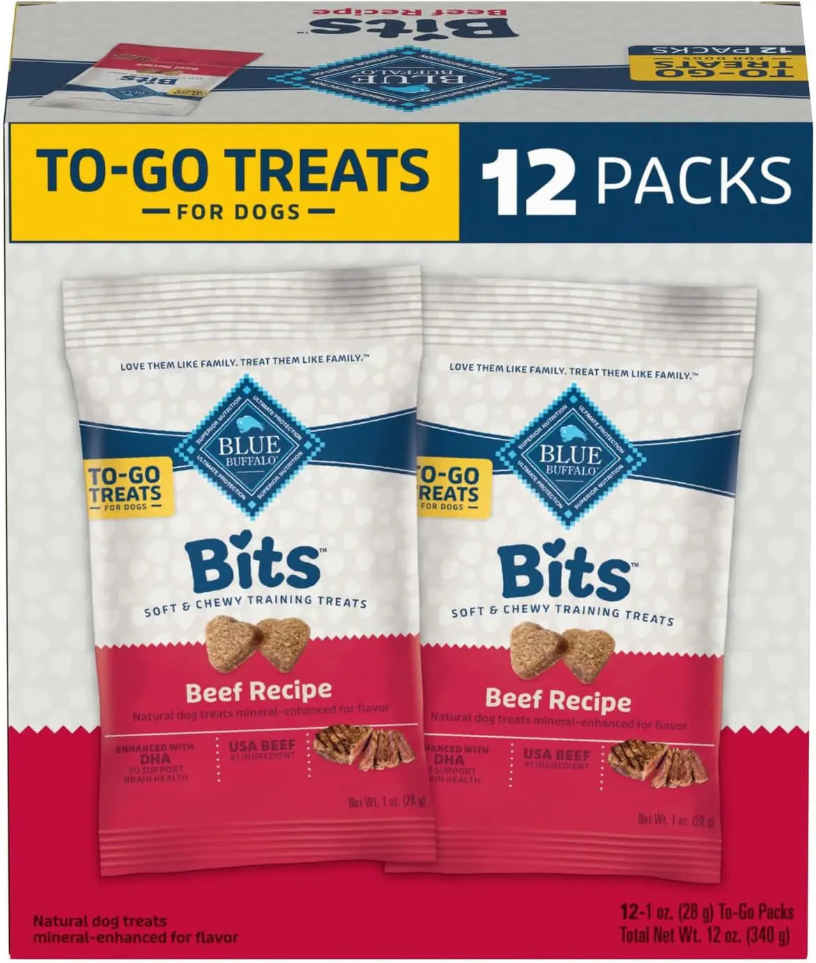 Blue Buffalo Stix Soft Dog Treats Beef 1oz ToGo 12 Pack Natural Blue Bits, Beef 1 Ounce (Pack Of 12)