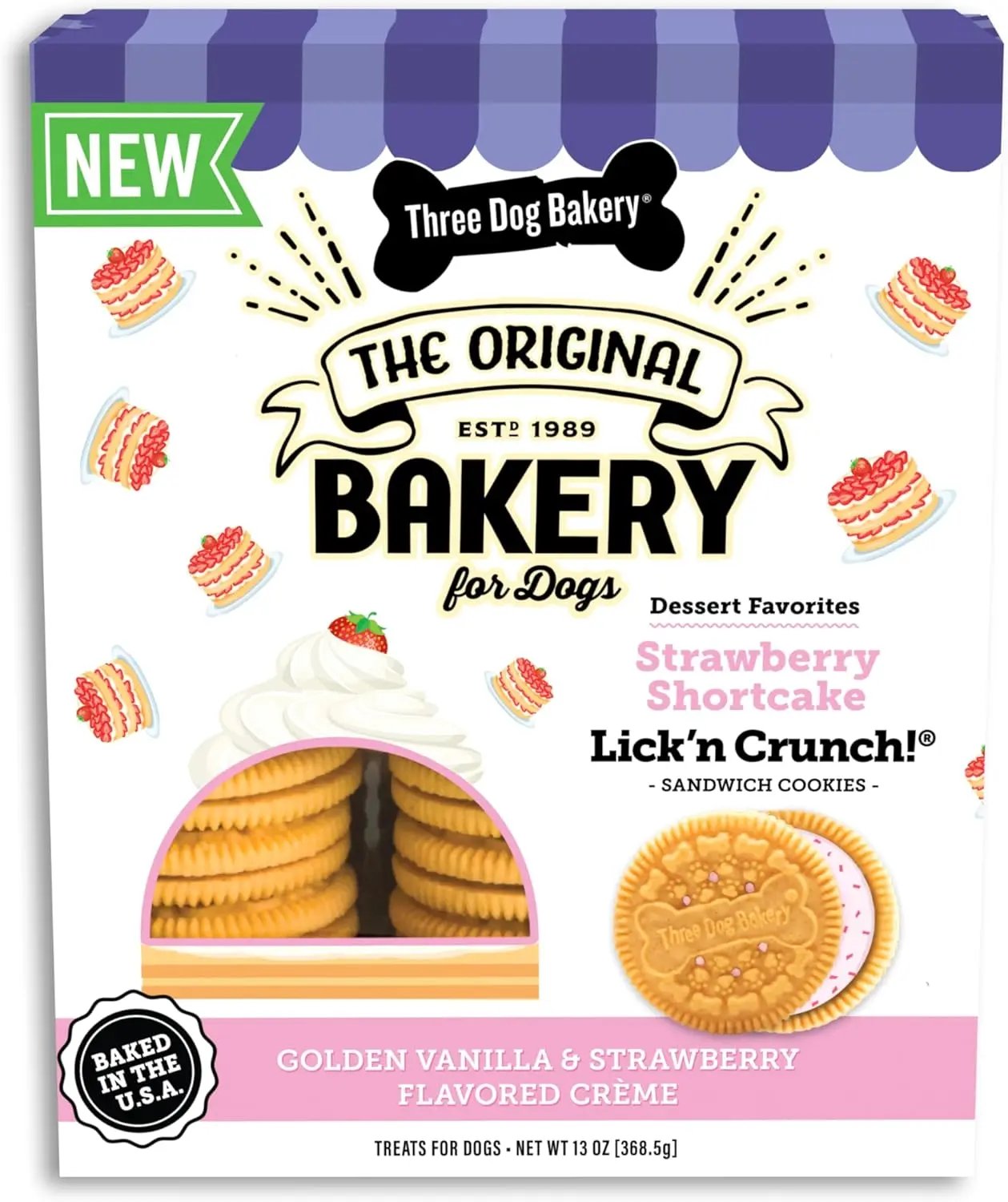 Blueberry Pie Lick’N Crunch Dog Cookies – Real Blueberries, Puppy Treat & Snack Strawberry Shortcake 13 Ounce (Pack Of 1)