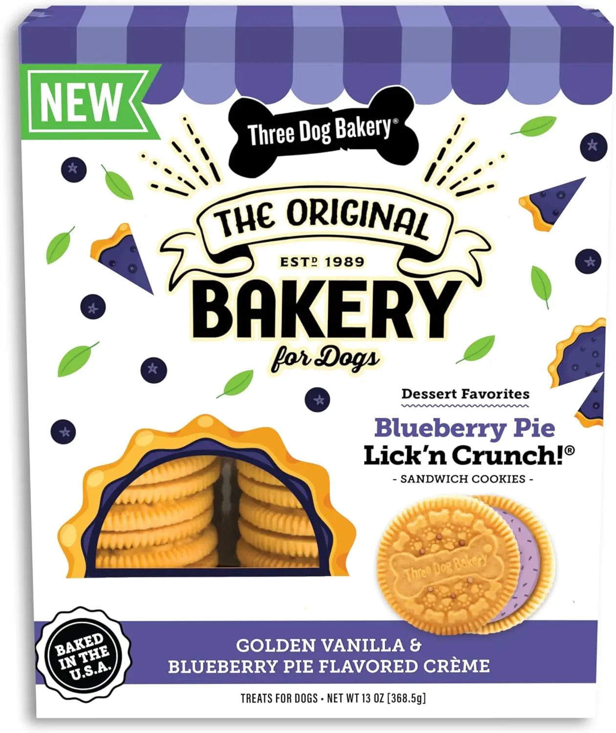 Blueberry Pie Lick’N Crunch Dog Cookies – Real Blueberries, Puppy Treat & Snack Blueberry Pie 13 Ounce (Pack Of 1)