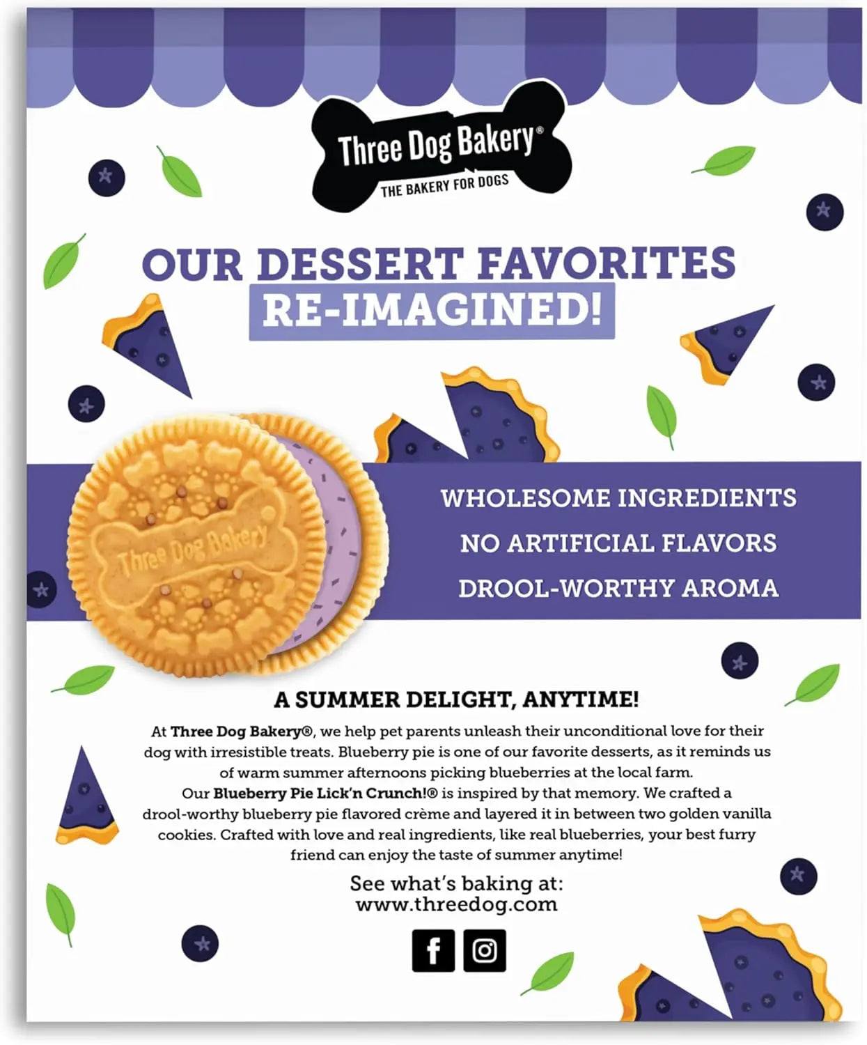 Blueberry Pie Lick’N Crunch Dog Cookies – Real Blueberries, Puppy Treat & Snack