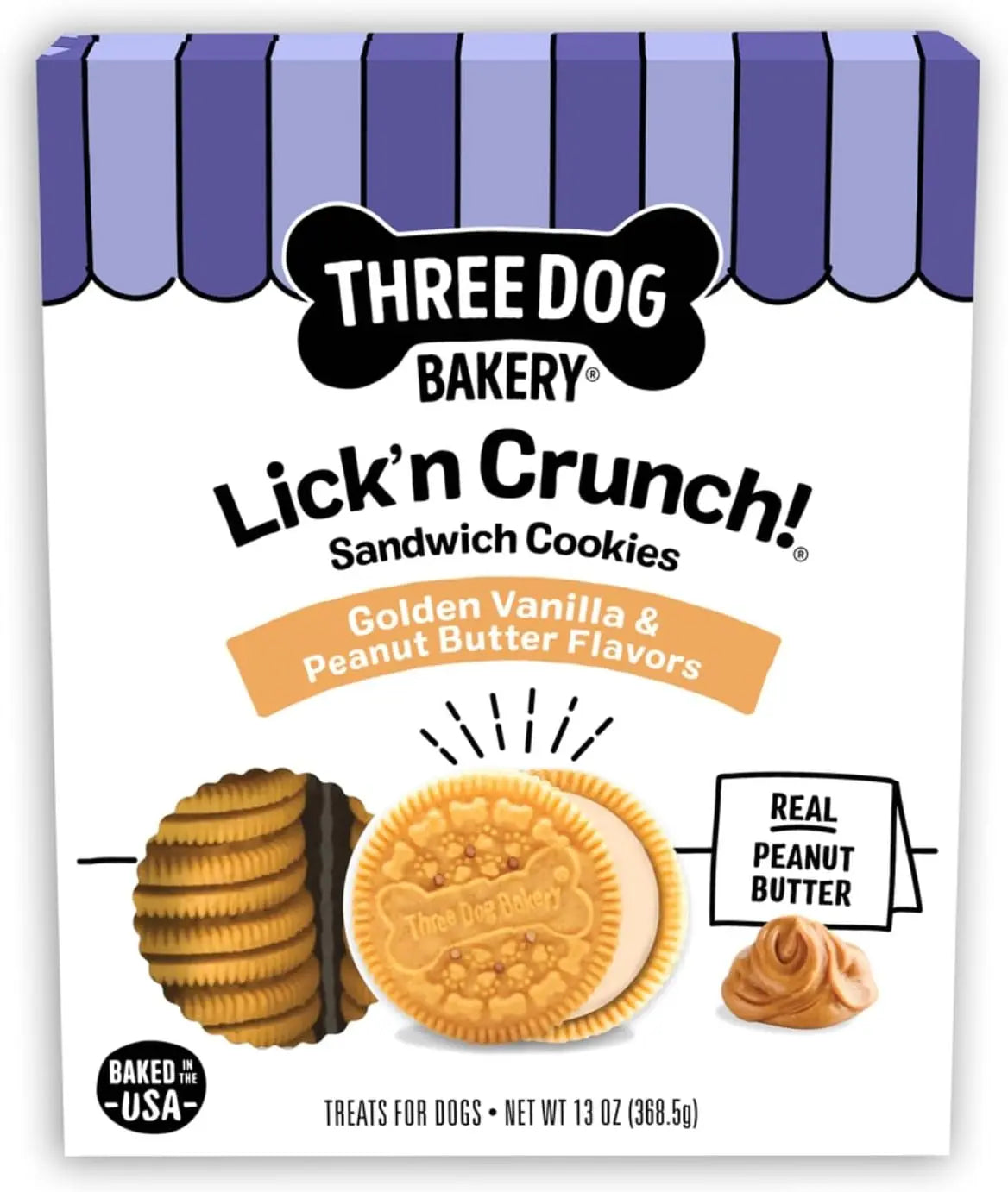 Blueberry Pie Lick’N Crunch Dog Cookies – Real Blueberries, Puppy Treat & Snack Golden With Peanut Butter Filling 13 Ounce (Pack Of 1)