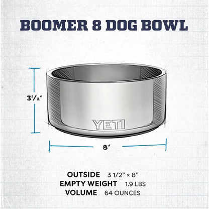 YETI 8, Stainless Steel, Non-Slip Dog Bowl, Holds 64 Ounces