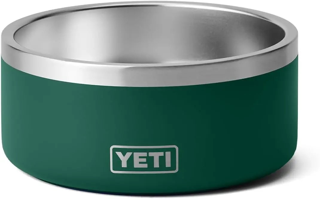 YETI 8, Stainless Steel, Non-Slip Dog Bowl, Holds 64 Ounces Black Forest Green